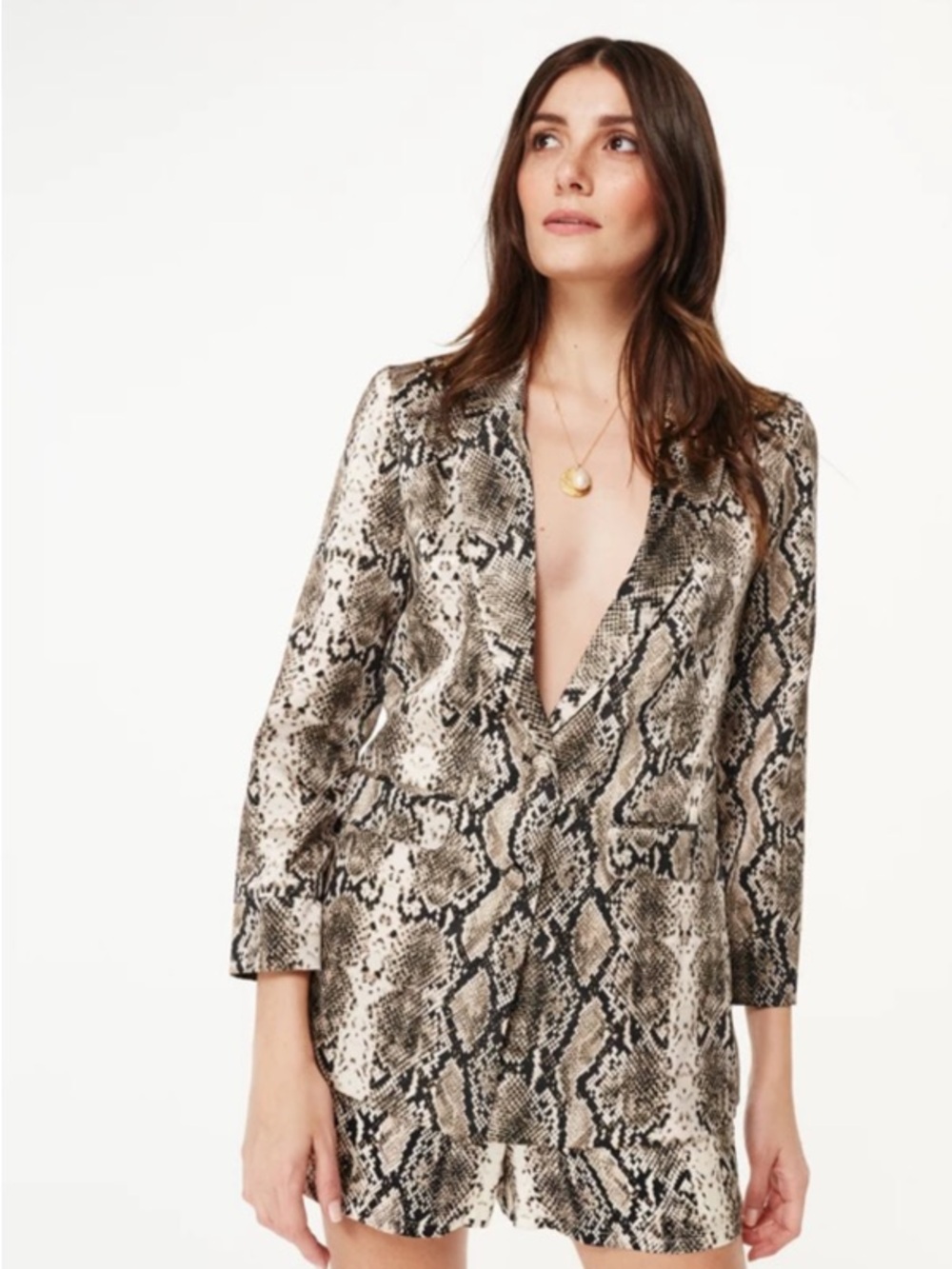 Cami NYC Snake-Print Blazer in Taupe and Black